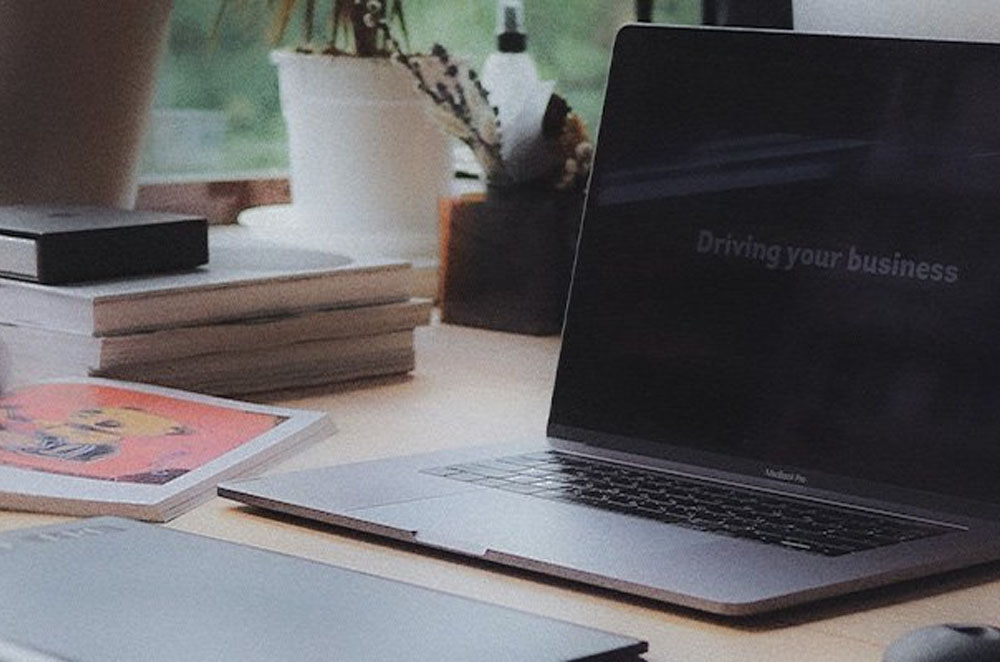 Laptop on work table